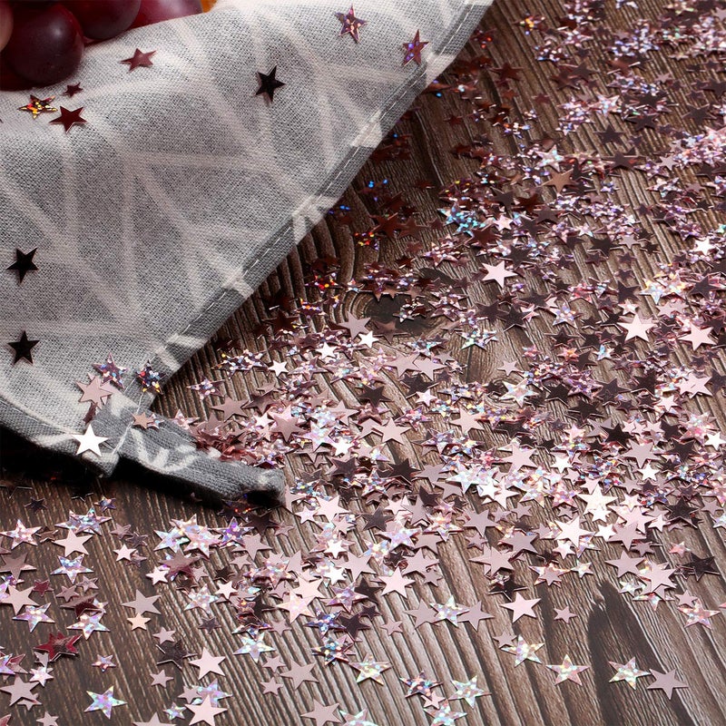 Hestya 60g Star Confetti Glitter Table Confetti Metallic Foil Stars for Christmas Party Wedding Festival Decorations(Glitter Rose Gold Set,10mm and 6mm) - Image 5